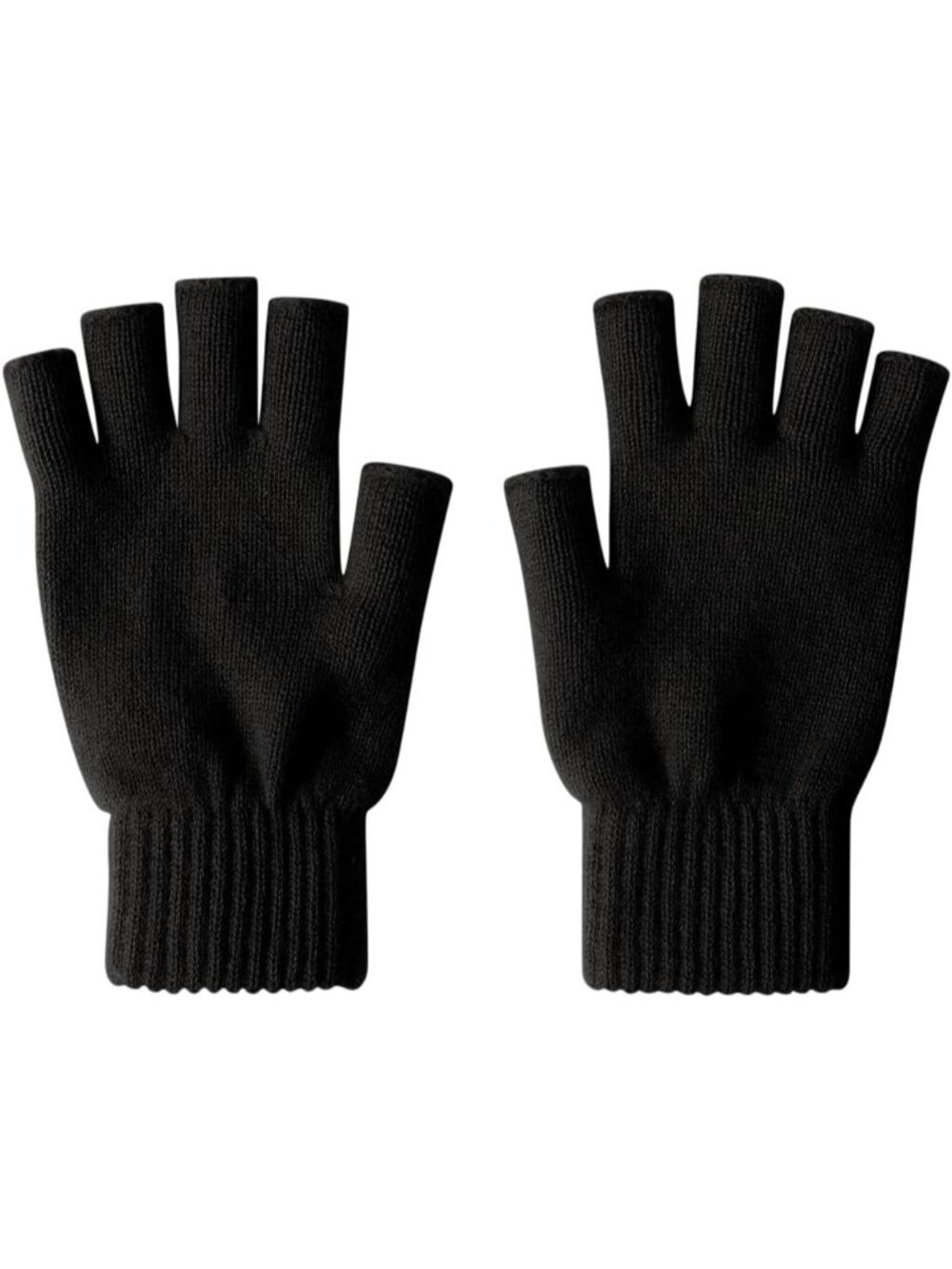Unisex Black Fingers Fingerless Mittens Pure Wool Outdoor Tactical Gloves